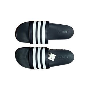 Adidas Adilette Comfort Men’s Navy And White Stripe Slides, Size 18, NWT